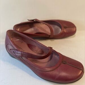 Stonefly~Burgundy Leather~Mary Jane Style~Cross Strap~Slip-On~Size US 7.5/EU 38